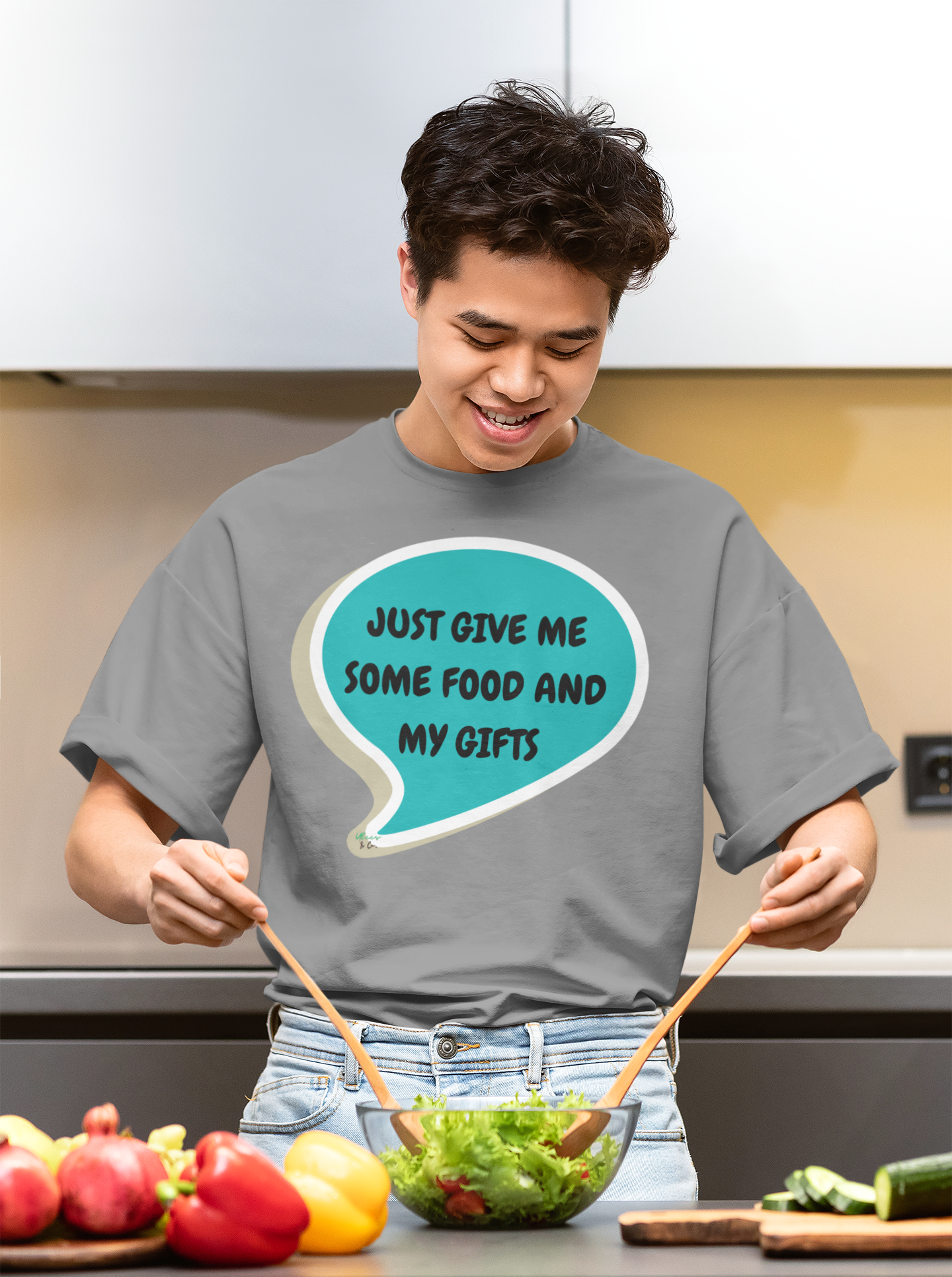 JUST GIVE ME SOME FOOD AND MY GIFTS T-SHIRT IN SPEECH BUBBLE UNISEX TSHIRT FUNNY SAYINGS T SHIRT SARCASTIC SAYINGS T-SHIRT SARCASM TEES
