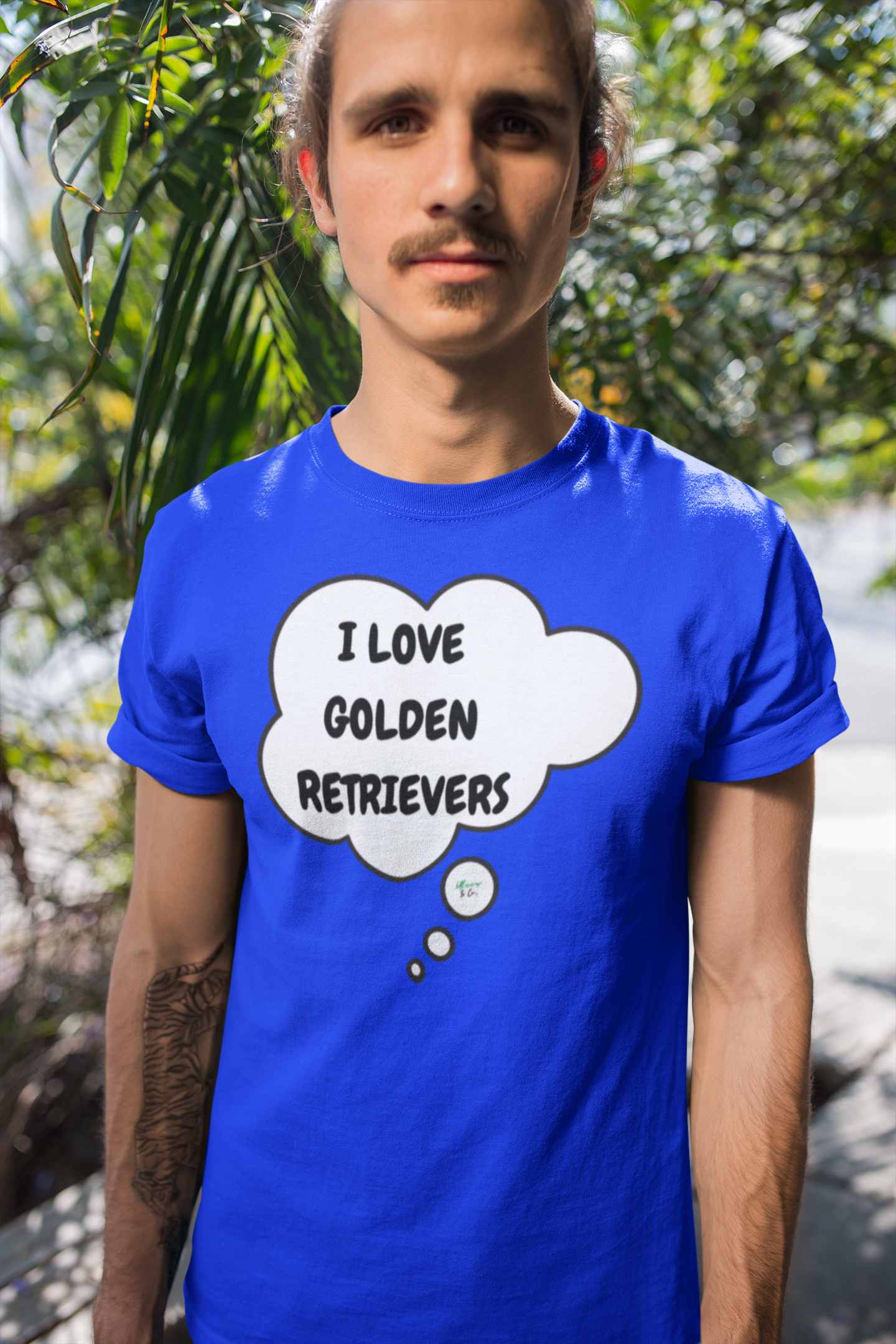 I LOVE GOLDEN RETRIEVERS T-SHIRT UNIQUE GRAPHIC UNISEX THOUGHT BUBBLE DESIGN SHIRT STREETWEAR FASHION PET GIFTS DOG MOM TEE SHIRTS FOR WOMEN DOG DAD GIFT FOR MEN CLOTHING BRAND PET PARENTS