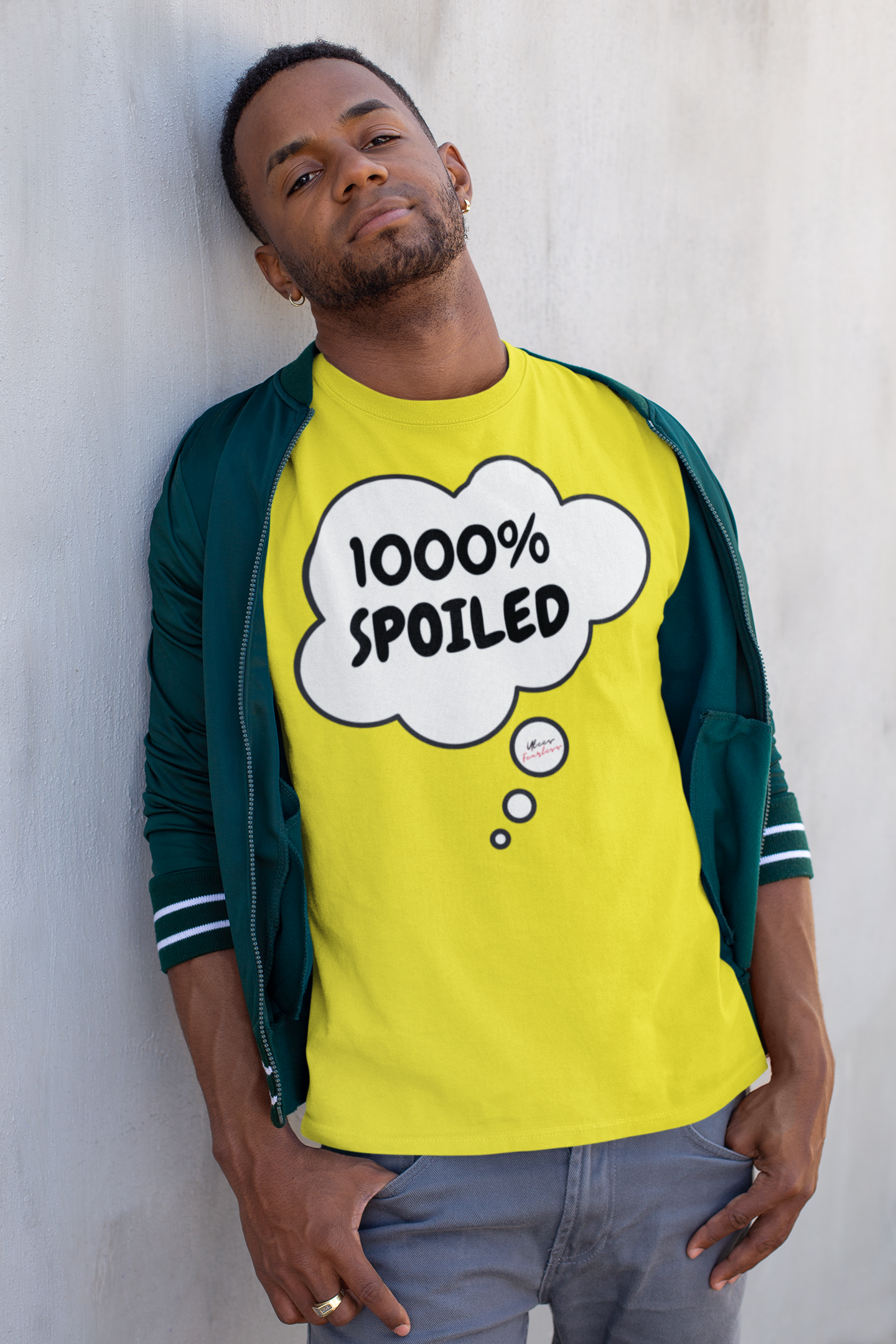 1000% SPOILED TEE SARCASTIC GIFT T-SHIRT FUNNY GIFT FUNNY SAYING SHIRT GIFT SARCASTIC SAYING TEE GIFT T SHIRT 1000% SPOILED IN THOUGHT BUBBLE TSHIRT