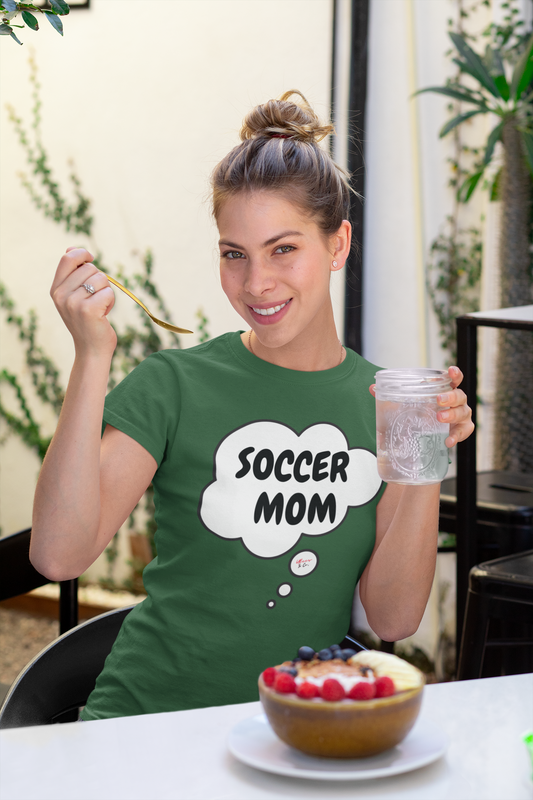 SOCCER MOM T-SHIRT IN THOUGHT BUBBLE SPORTS MOM UNISEX T SHIRT SOCCER PARENT T-SHIRT SOCCER FAN TEES