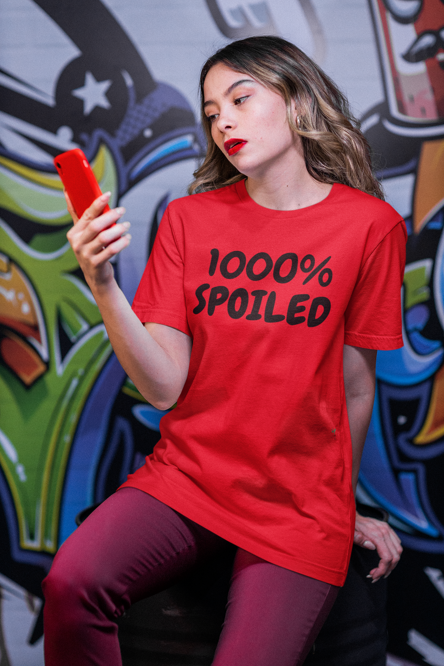 1000% SPOILED  T-SHIRT IN GRAPHIC UNISEX TSHIRT FUNNY SAYINGS T SHIRT SARCASTIC SAYINGS T-SHIRT SARCASM TEES GIFTS FOR WOMEN GIFT FOR MEN