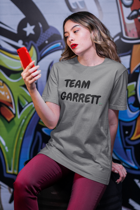 TEAM GARRETT T-SHIRT HOCKEY PLAYER UNIQUE GRAPHIC UNISEX TEXT ONLY DESIGN SHIRT STREETWEAR FASHION OFF CAMPUS TEES OFF CAMPUS SERIES FOR HOCKEY TEAM FANS T-SHIRT GARRETT GRAHAM CHARACTER TEES GIFTS FOR WOMEN