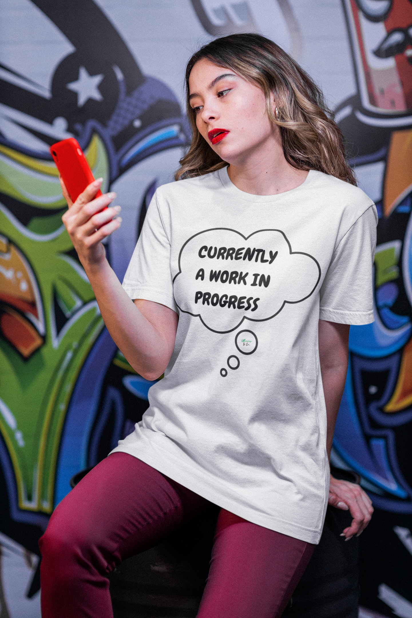 CURRENTLY A WORK IN PROGRESS T-SHIRT IN THOUGHT BUBBLE GRAPHIC UNISEX TSHIRT FUNNY SAYINGS T SHIRT SARCASTIC SAYINGS T-SHIRT SARCASM TEES GIFTS FOR WOMEN GIFT FOR MEN
