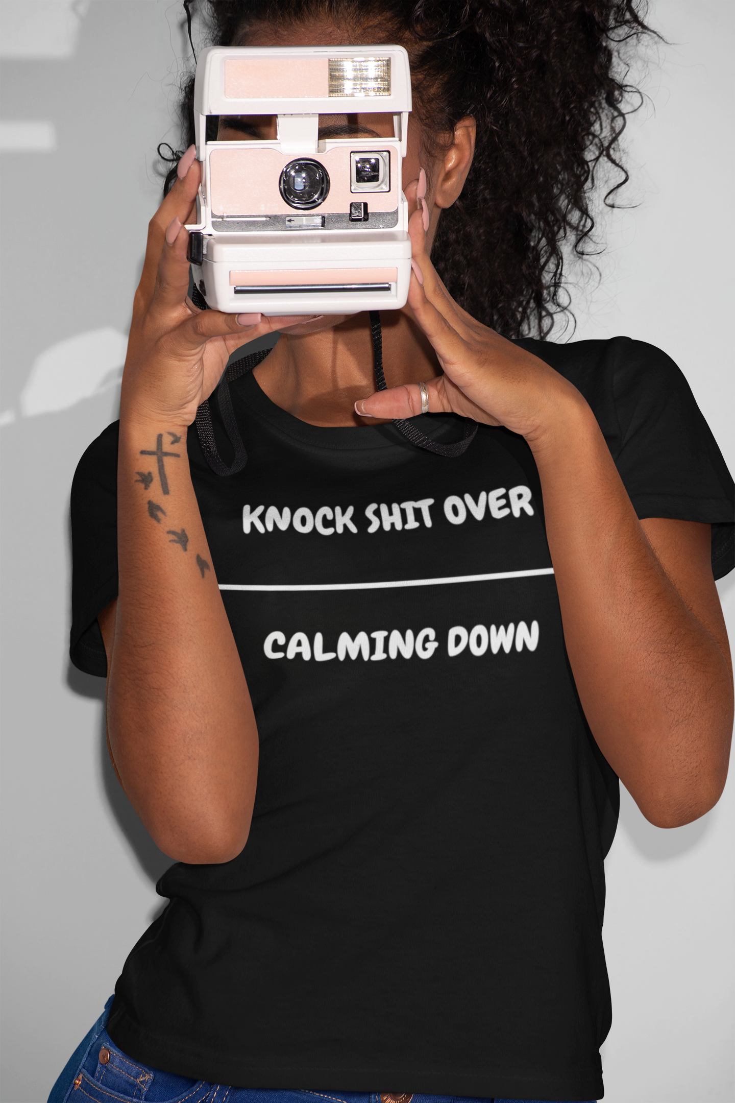KNOCK SHIT OVER OVER CALMING DOWN T-SHIRT IN GRAPHIC UNISEX TSHIRT FUNNY SAYINGS T SHIRT SARCASTIC SAYINGS T-SHIRT SARCASM TEES GIFTS FOR WOMEN GIFT FOR MEN