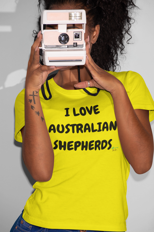 I LOVE AUSTRALIAN SHEPHERDS T-SHIRT UNIQUE GRAPHIC UNISEX TEXT ONLY DESIGN SHIRT STREETWEAR FASHION PET GIFTS DOG MOM TEE SHIRTS FOR WOMEN DOG DAD GIFT FOR MEN CLOTHING BRAND PET PARENTS