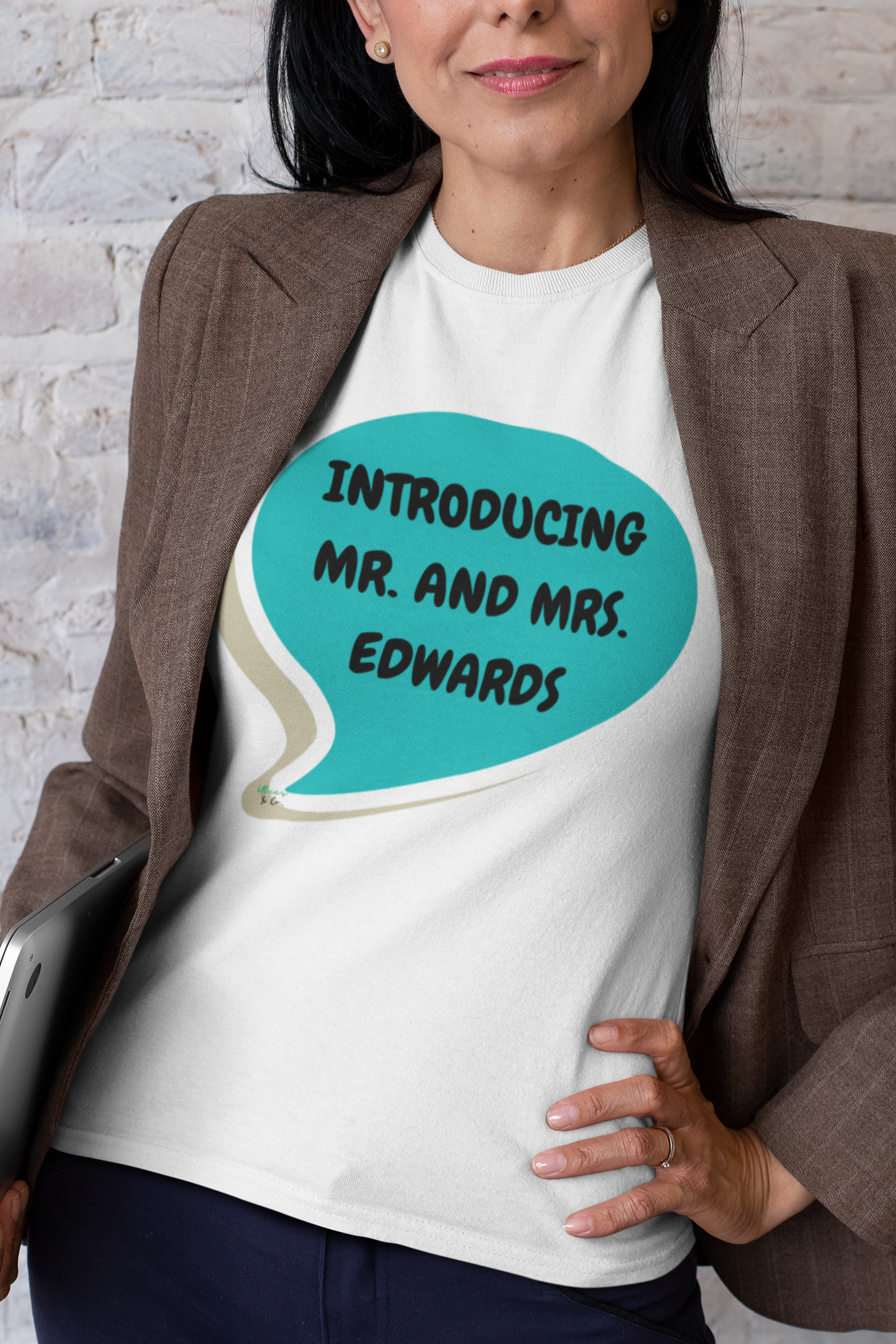 CUSTOMIZED WEDDING GIFT INTRODUCING MR. AND MRS. TSHIRT CUSTOM WEDDING GIFT FOR BRIDE GRAPHIC UNISEX T-SHIRT PERSONALIZED T-SHIRT IN SPEECH BUBBLE GIFT FOR BACHELOR GIFT FOR WIFE SHIRT FOR FINANCE GIFT FOR HUSBAND