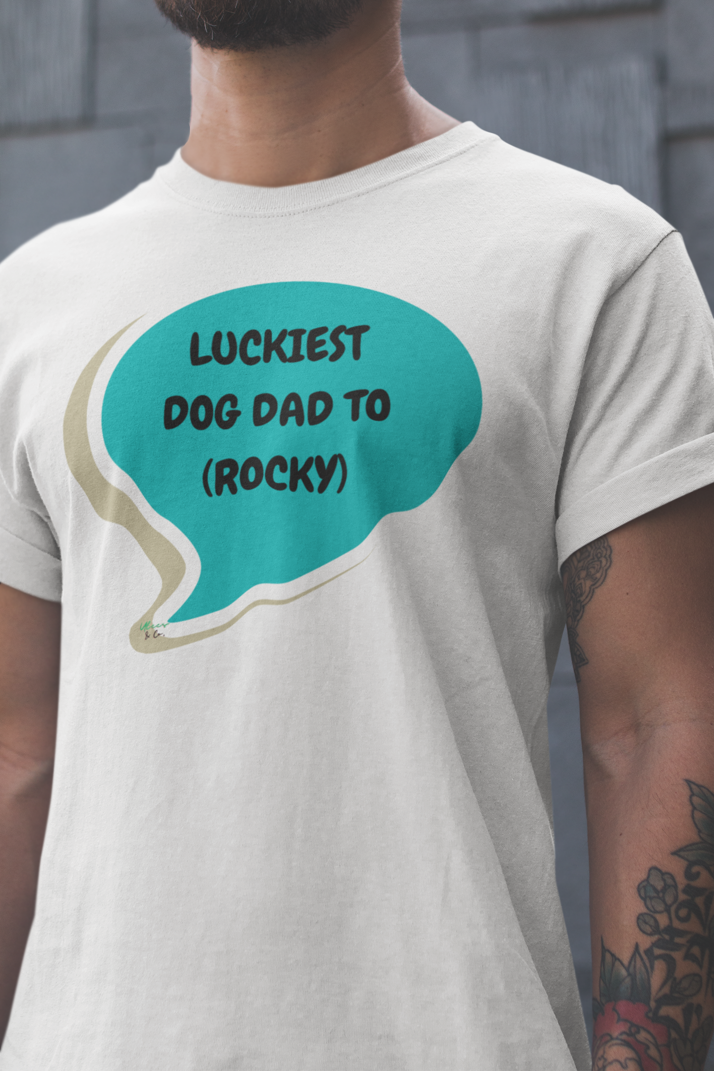 CUSTOM PET T-SHIRTS LUCKIEST DOG DAD TO... DOG SHIRTS PERSONALIZED DAD GIFT TEES FOR PET PARENTS UNIQUE DAD GIFT FOR HIM IN SPEECH BUBBLE GRAPHIC UNISEX T-SHIRT DAD BIRTHDAY GIFT FOR GRANDPA DAD GIFT FROM KIDS