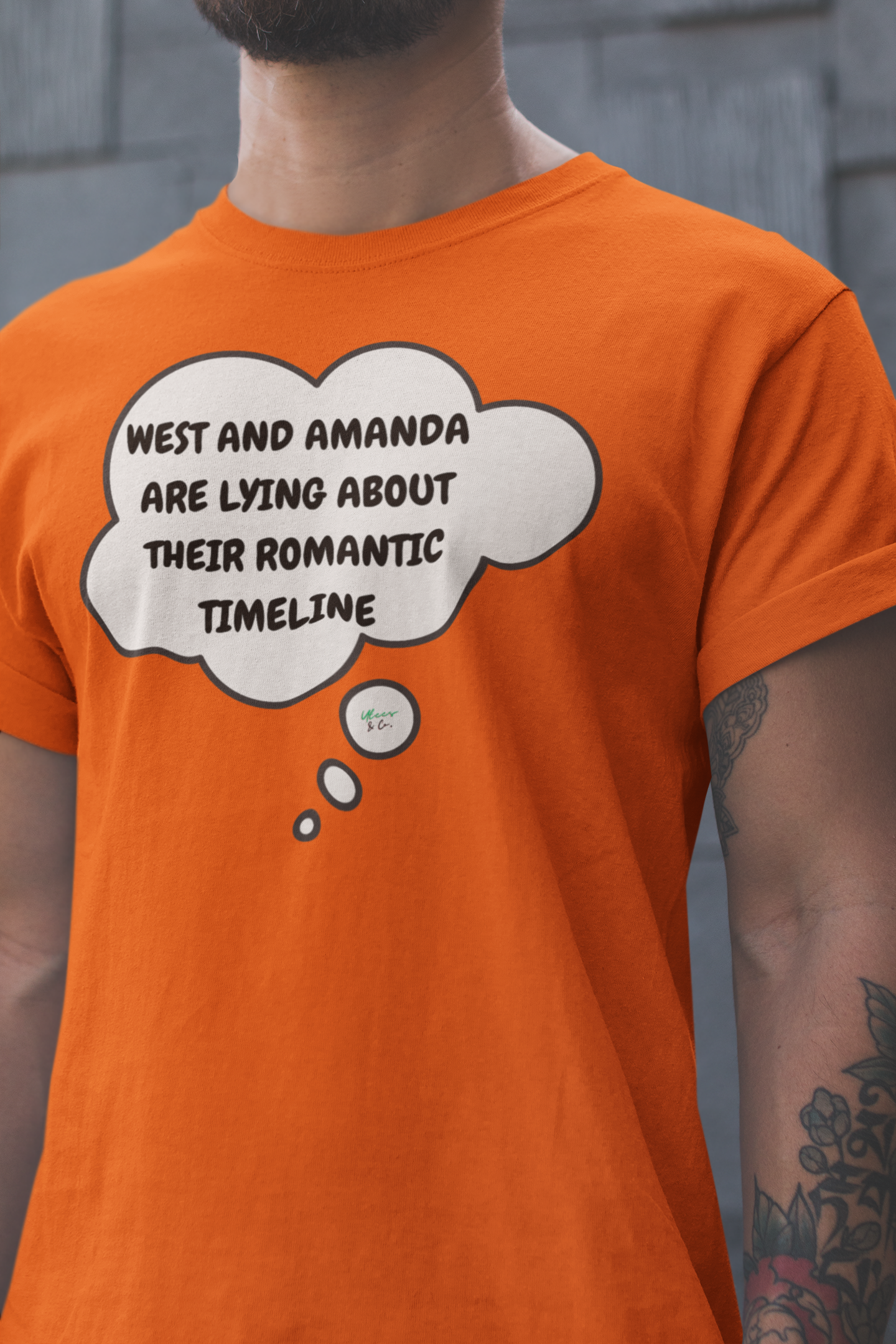 WEST AND AMANDA ARE LYING ABOUT THEIR ROMANTIC TIMELINE T-SHIRT SUMMER HOUSE INSPIRED TEES IN SPEECH BUBBLE BRAVO DRAMA TEE SHIRTS UNIQUE GRAPHIC UNISEX T-SHIRTS GIFT FOR CIARA MILLER AMANDA BATULA WEST WILSON MEN GIFT FOR WOMEN TEE FOR MEN