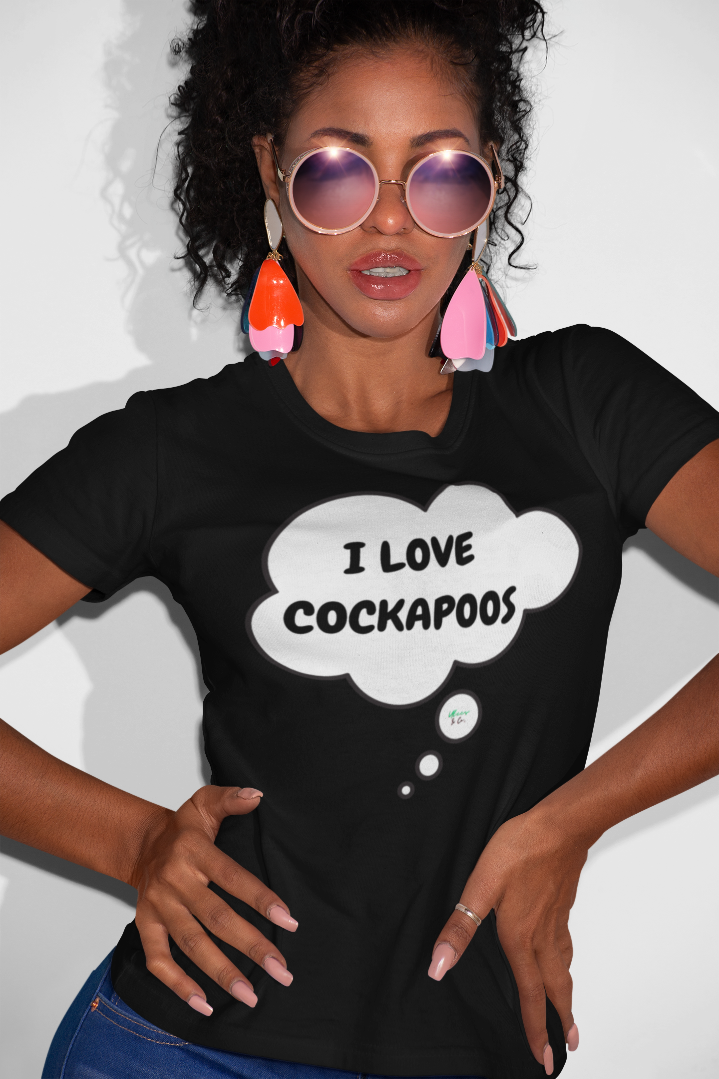 I LOVE COCKAPOOS T-SHIRT UNIQUE GRAPHIC UNISEX THOUGHT BUBBLE DESIGN SHIRT STREETWEAR FASHION PET GIFTS DOG MOM TEE SHIRTS FOR WOMEN DOG DAD GIFT FOR MEN CLOTHING BRAND PET PARENTS