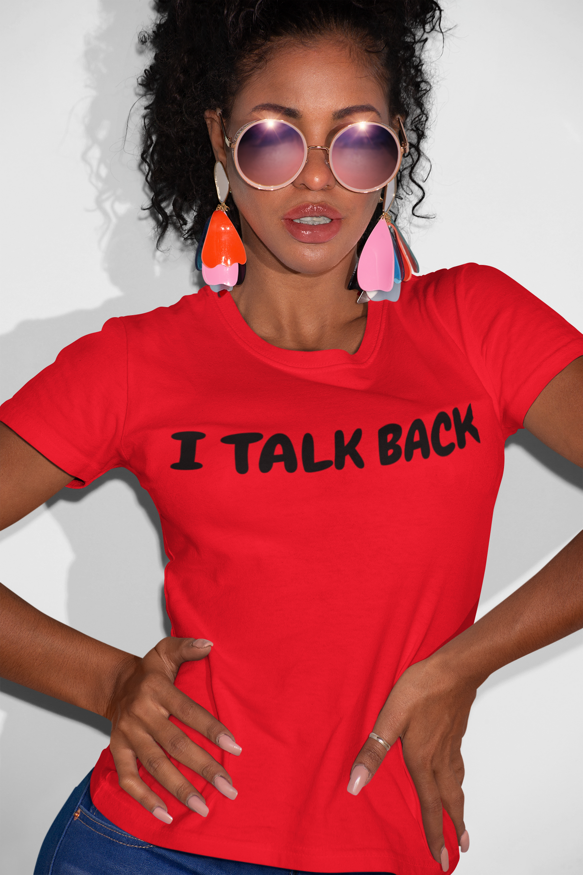 I TALK BACK T-SHIRT UNIQUE GRAPHIC TEXT ONLY DESIGN SHIRT CASUAL STREETWEAR FASHION FUNNY SAYINGS TEES SARCASTIC TEES BIRTHDAY GIFTS WOMEN SHIRTS FOR MEN