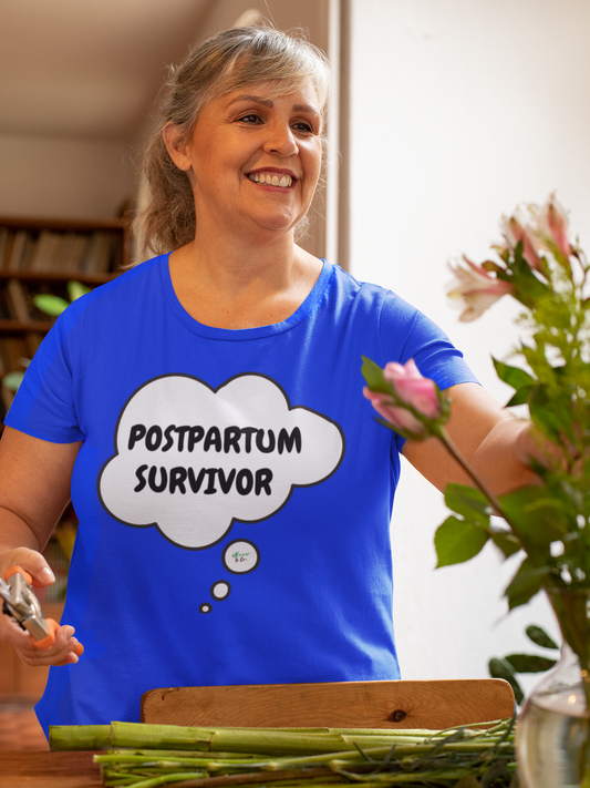 POSTPARTUM SURVIVOR NEW MOM GIFTS THOUGHT BUBBLE GRAPHIC UNISEX T-SHIRT UNIQUE MOM GIFT TEES THANK YOU MOM SHIRTS GIFTS FIRST TIME MOM GIFT TSHIRTS GIFTS FOR FIRST MOTHERS DAY MOM GIFT FROM KIDS