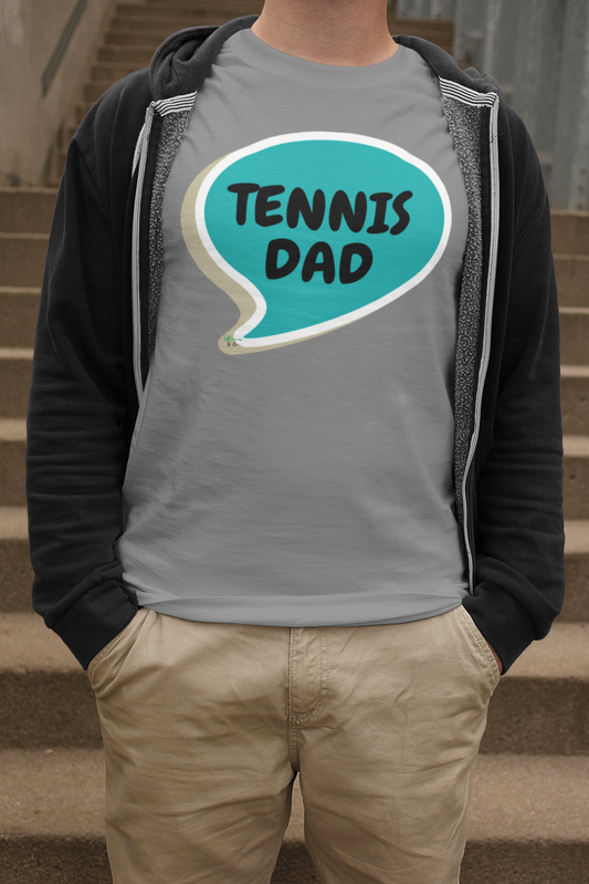 TENNIS SHIRTS TENNIS DAD TSHIRT FOR TENNIS FANS T-SHIRTS UNIQUE GRAPHIC UNISEX TEES IN SPEECH BUBBLE DESIGN FIRST TIME DAD T-SHIRT TENNIS TEES FATHER'S DAY GIFT FOR MEN SHIRTS GIFTS FOR NEW FATHER TSHIRTS GIFTS FOR MEN CELEBRATION GIFTS FOR DAD