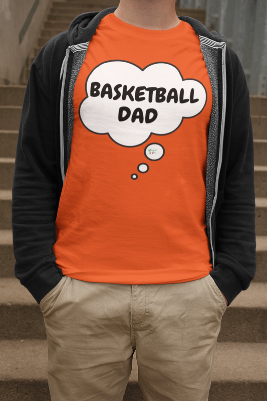 BASKETBALL DAD T-SHIRT STREETWEAR UNIQUE GRAPHIC UNISEX FASHION TEES IN THOUGHT BUBBLE DESIGN FIRST TIME DAD T-SHIRT BASKETBALL TEES FATHER'S DAY GIFT FOR MEN SHIRTS GIFTS FOR NEW FATHER TSHIRTS GIFTS FOR MEN CELEBRATION GIFTS FOR DAD CLOTHING BRAND