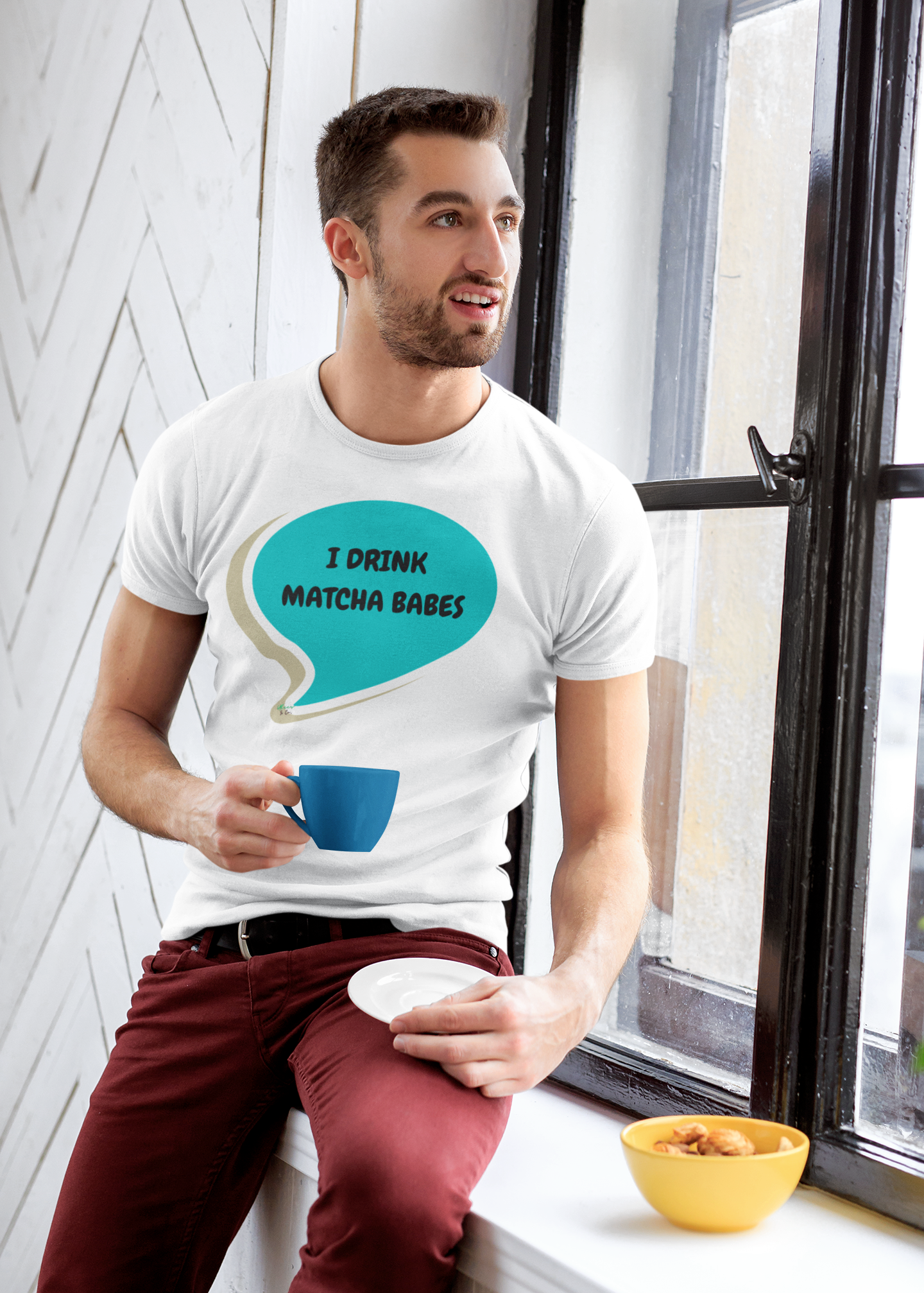 I DRINK MATCHA BABES IN SPEECH BUBBLE GRAPHIC UNISEX T-SHIRT COFFEE LOVER TEES GIFT FOR WOMAN SHIRTS GIFTS CAFFEINE LOVERS TSHIRTS FOR MEN COFFEE DRINKER GIFTS