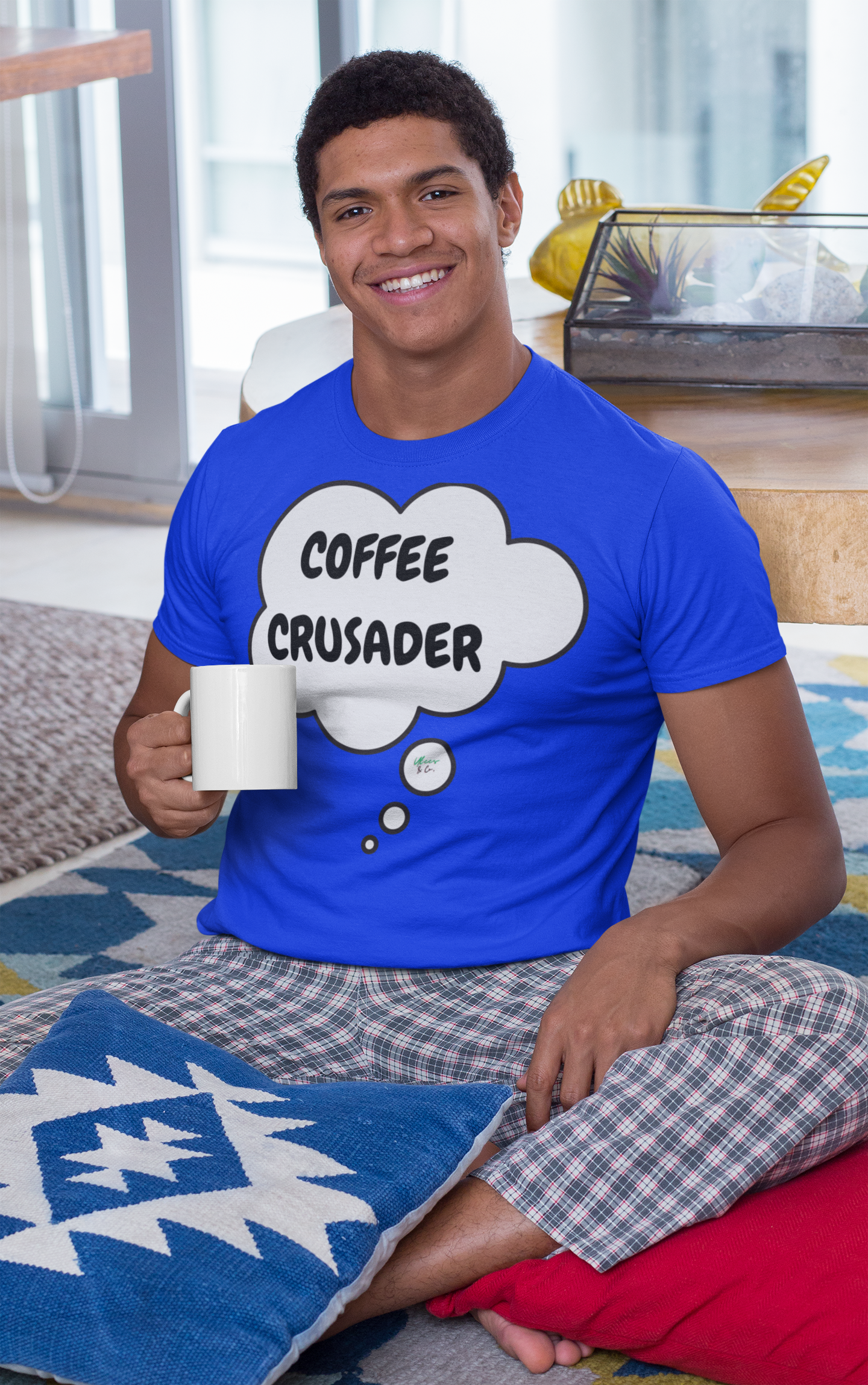 COFFEE CRUSADER  T-SHIRT IN THOUGHT BUBBLE UNISEX TSHIRT FUNNY SAYINGS T SHIRT SARCASTIC SAYINGS T-SHIRT SARCASM TEES GIFTS FOR WOMEN GIFT FOR MEN
