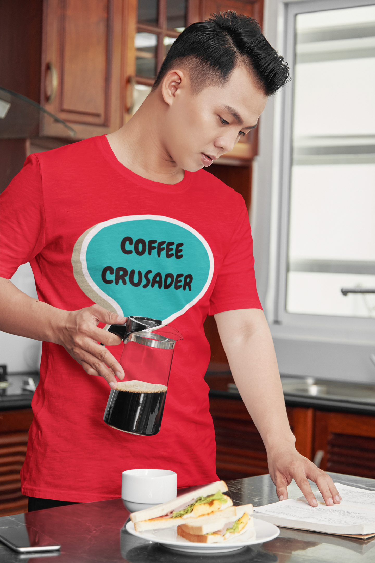 COFFEE CRUSADER  T-SHIRT IN SPEECH BUBBLE UNISEX TSHIRT FUNNY SAYINGS T SHIRT SARCASTIC SAYINGS T-SHIRT SARCASM TEES GIFTS FOR WOMEN GIFT FOR MEN