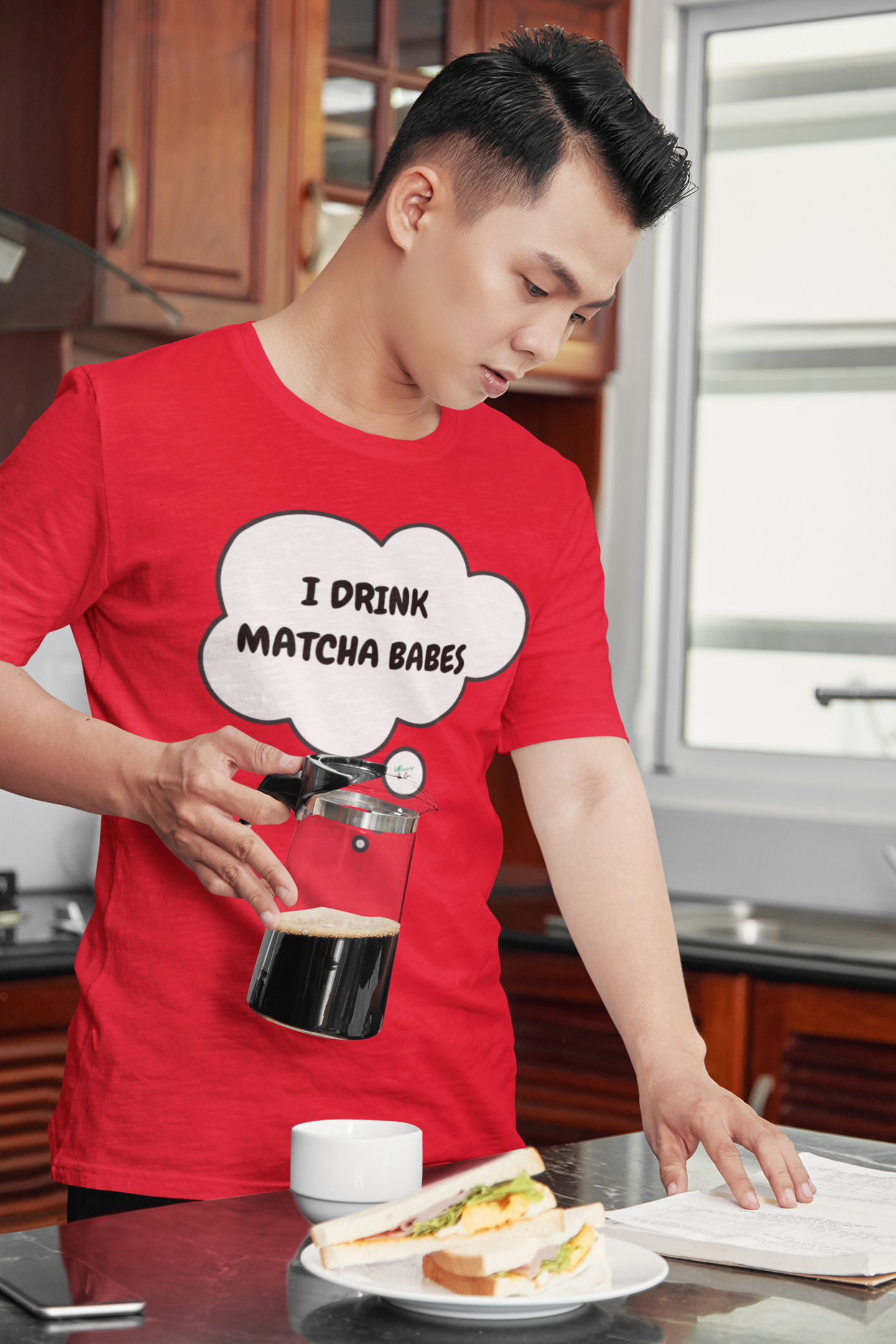 I DRINK MATCHA BABES IN THOUGHT BUBBLE GRAPHIC UNISEX T-SHIRT COFFEE LOVER TEES GIFT FOR WOMAN SHIRTS GIFTS CAFFEINE LOVERS TSHIRTS FOR MEN COFFEE DRINKER GIFTS