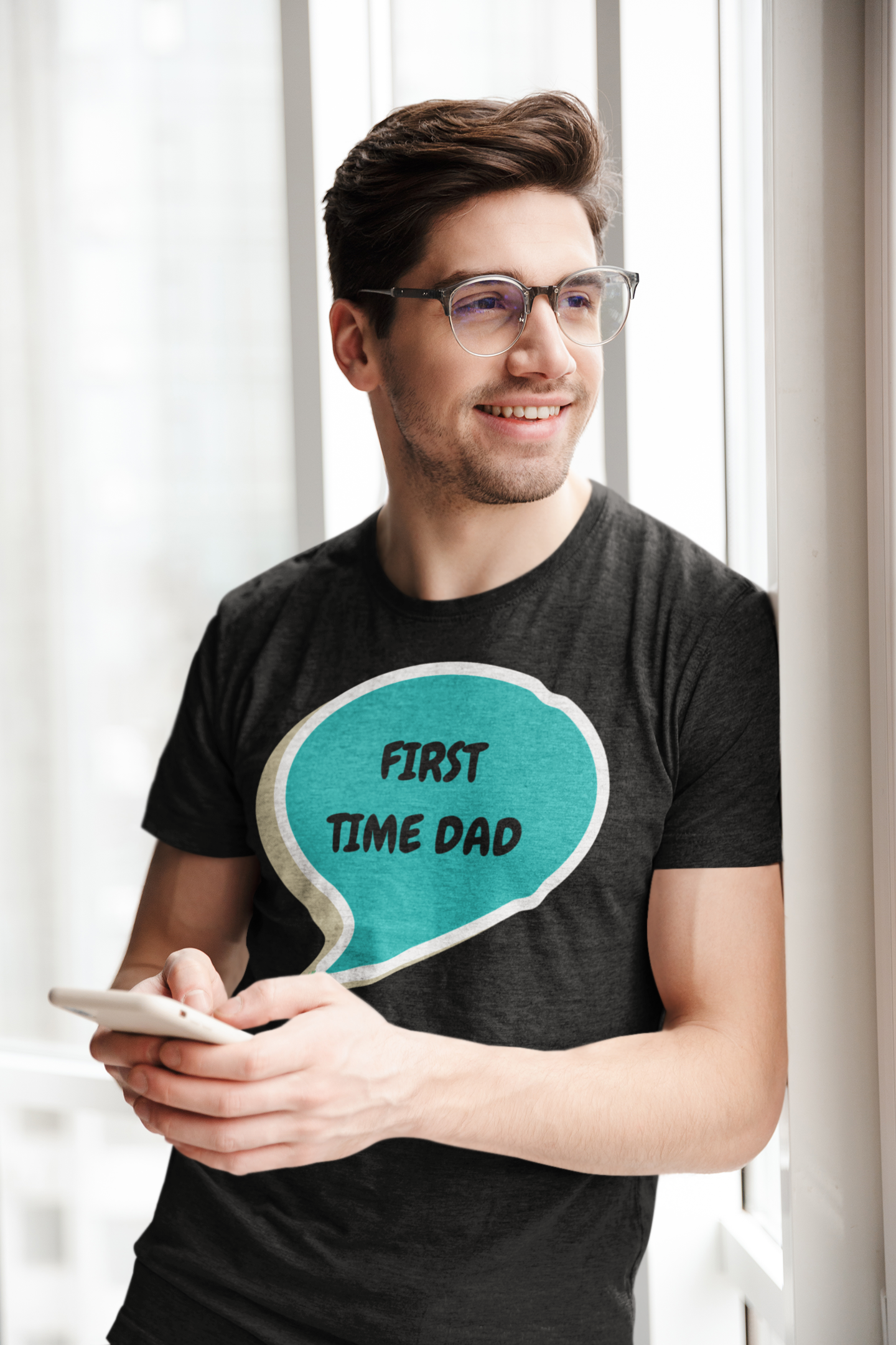 FIRST TIME DAD IN SPEECH BUBBLE GRAPHIC UNISEX T-SHIRT FATHER'S DAY TEES FATHER'S DAY GIFT FOR MEN SHIRTS GIFTS FOR NEW FATHER TSHIRTS GIFTS FOR MEN CELEBRATION GIFTS