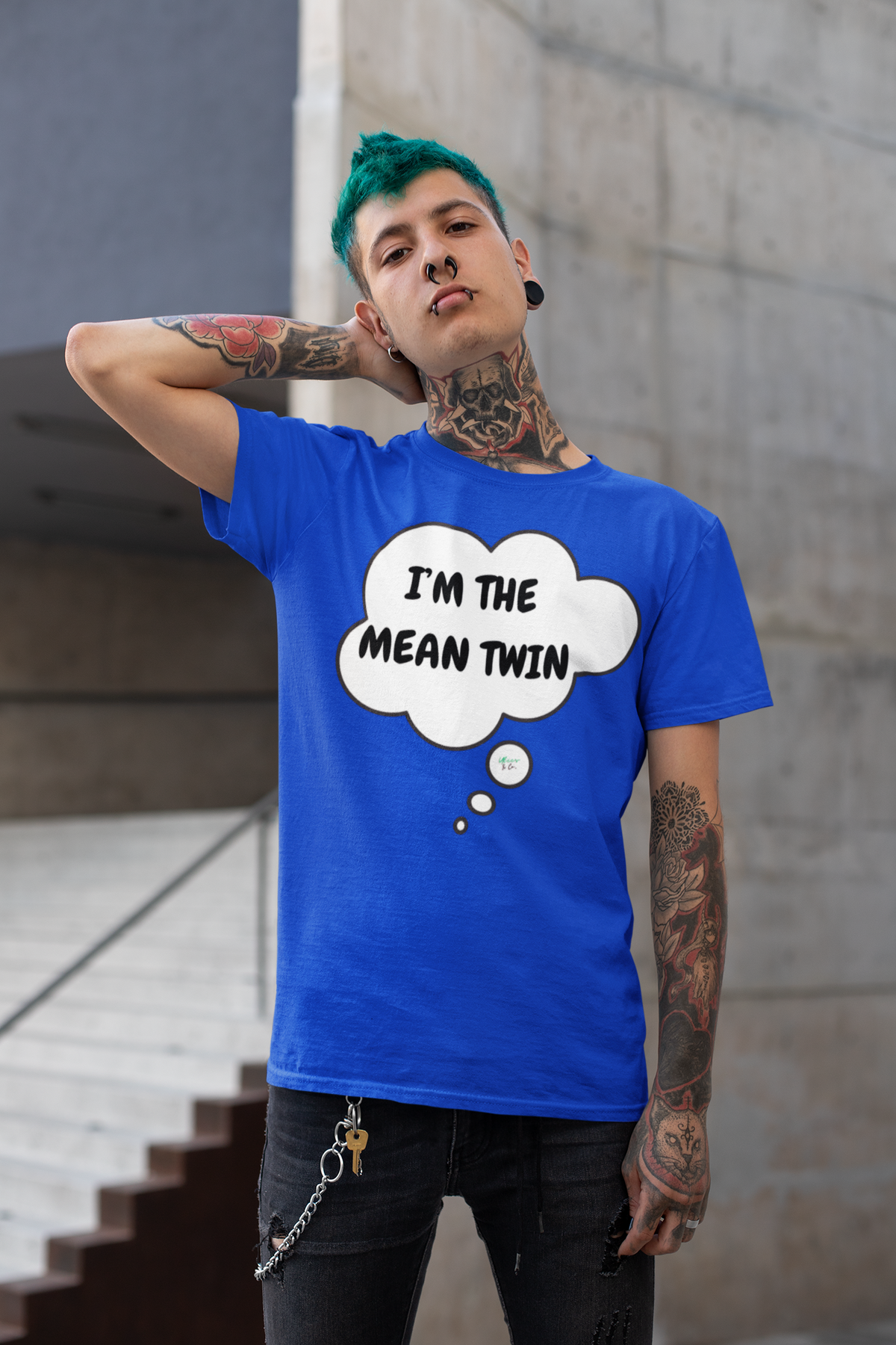 I'M THE MEAN TWIN T-SHIRT UNIQUE GRAPHIC UNISEX IN THOUGHT BUBBLE DESIGN SHIRT CASUAL STREETWEAR FASHION FUNNY SAYINGS TEES SARCASTIC TEES BIRTHDAY GIFTS WOMEN SHIRTS FOR MEN