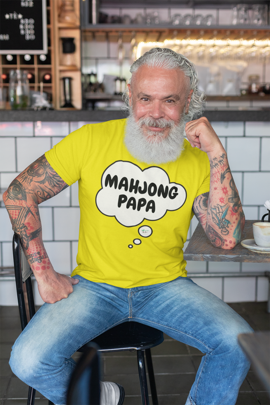 MAHJONG PAPA T-SHIRT UNIQUE GRAPHIC UNISEX THOUGHT BUBBLE DESIGN SHIRT GRANDPA TEES MAHJONG GAME TEES GIFT T-SHIRT GRAMPS MAHJONG PLAYERS SHIRTS BIRTHDAY GIFT FOR MEN CLOTHING BRAND