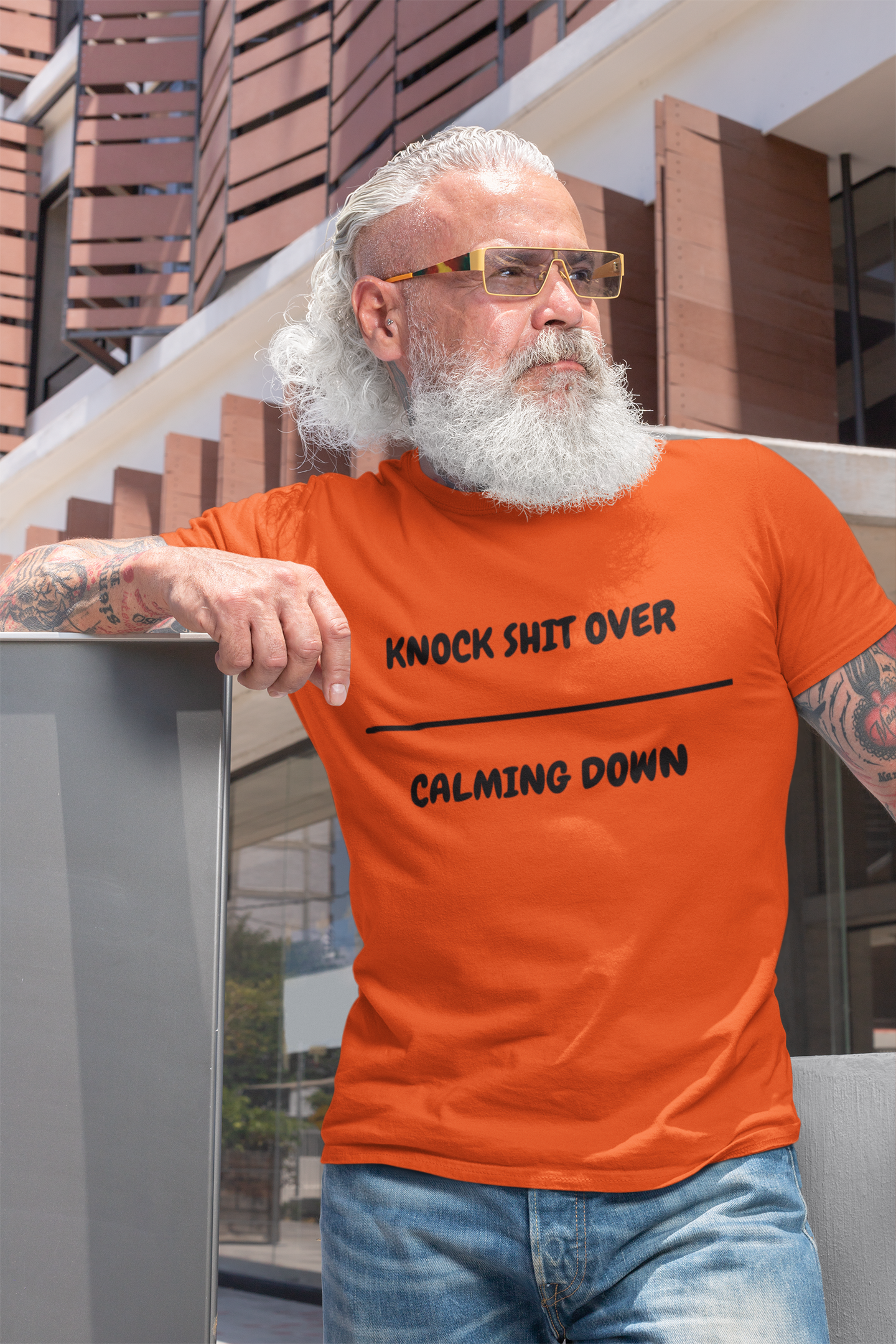 KNOCK SHIT OVER OVER CALMING DOWN T-SHIRT IN GRAPHIC UNISEX TSHIRT FUNNY SAYINGS T SHIRT SARCASTIC SAYINGS T-SHIRT SARCASM TEES GIFTS FOR WOMEN GIFT FOR MEN