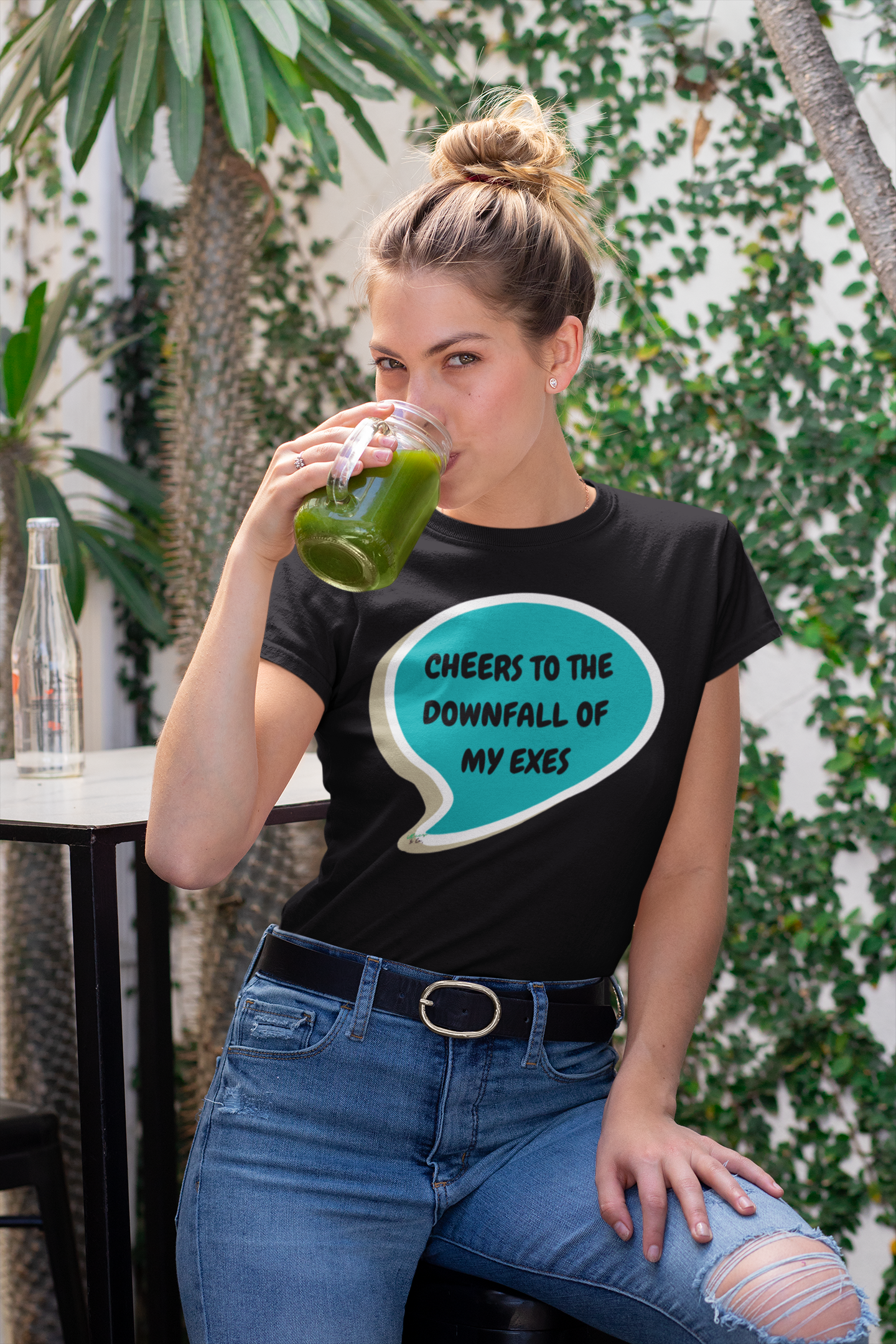 CHEERS TO THE DOWNFALL OF MY EXES T-SHIRT IN SPEECH BUBBLE UNISEX TSHIRT FUNNY SAYINGS T SHIRT SARCASTIC SAYINGS T-SHIRT SARCASM TEES GIFTS FOR WOMEN GIFT FOR MEN
