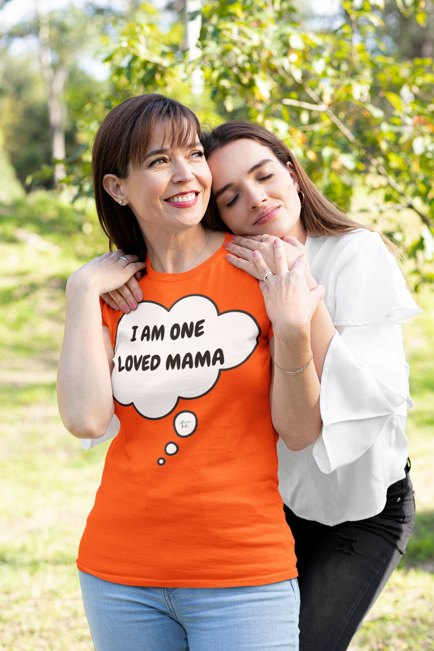 I AM ONE LOVED MAMA T-SHIRT IN THOUGHT BUBBLE GRAPHIC UNISEX T-SHIRT MOTHER'S DAY GIFT FOR MOM SHIRTS FOR MOTHER'S TEES FOR NEW MOM'S GIFTS FOR WOMEN CELEBRATE MOM