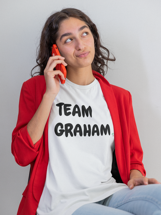 TEAM GRAHAM  T-SHIRT HOCKEY PLAYER CASUAL UNIQUE GRAPHIC UNISEX TEXT ONLY DESIGN SHIRT STREETWEAR FASHION OFF CAMPUS TEES OFF CAMPUS SERIES FOR HOCKEY TEAM FANS T-SHIRT GARRETT GRAHAM CHARACTER TEES GIFTS FOR WOMEN