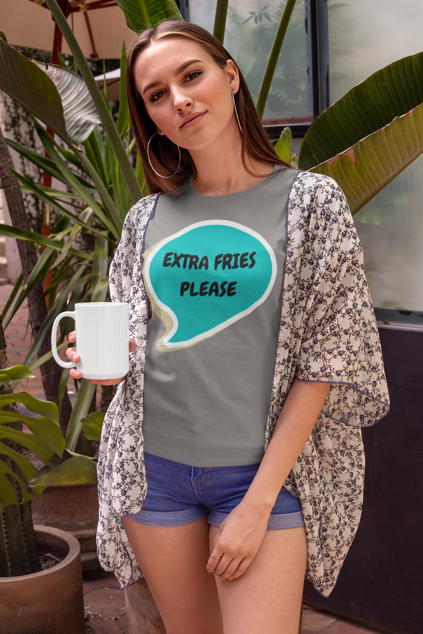 EXTRA FRIES PLEASE T-SHIRT IN SPEECH BUBBLE GRAPHIC UNISEX TSHIRT FUNNY SAYINGS T SHIRT SARCASTIC SAYINGS T-SHIRT SARCASM TEES GIFTS FOR WOMEN GIFT FOR MEN