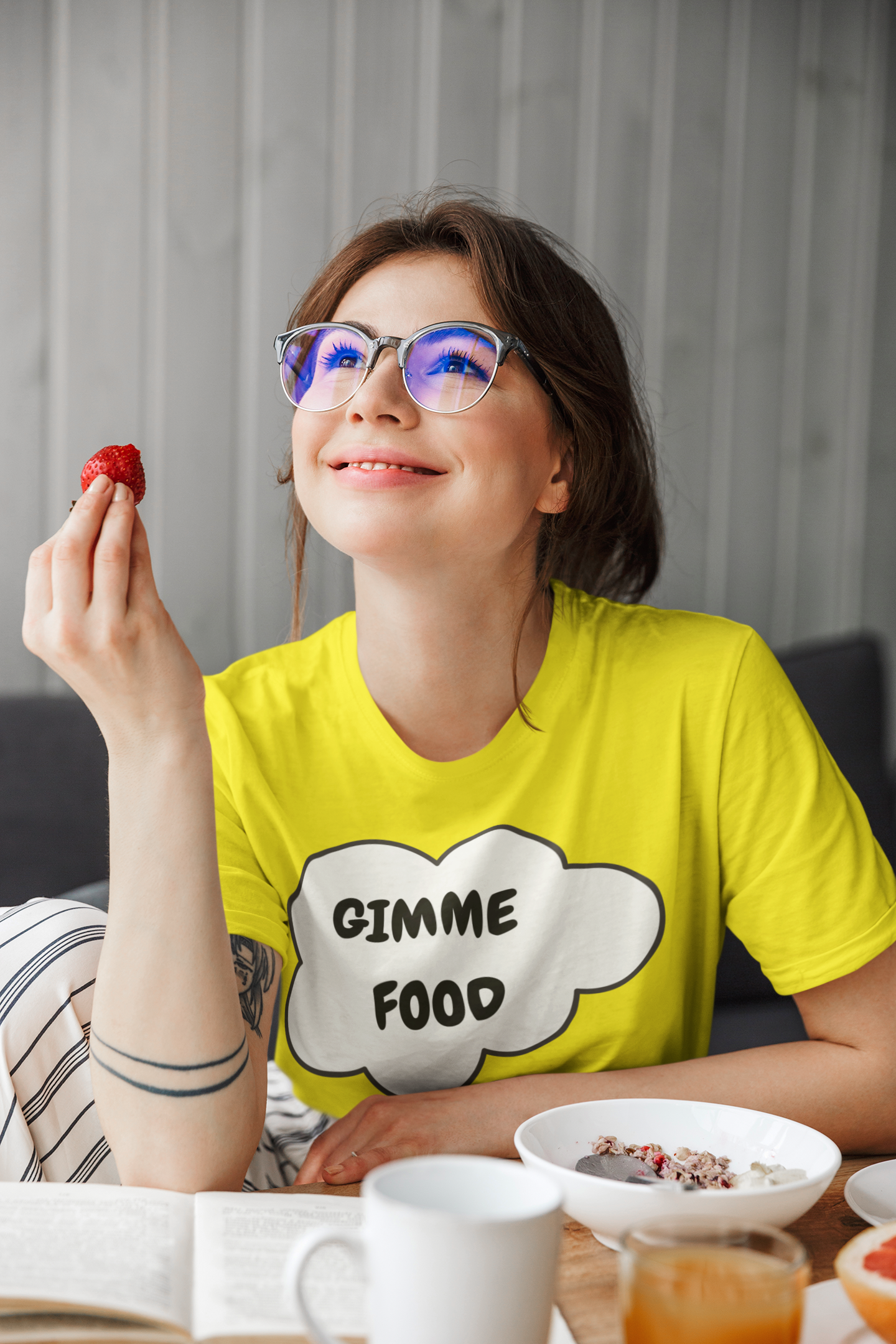 GIMME FOOD  T-SHIRT IN THOUGHT BUBBLE UNISEX TSHIRT FUNNY SAYINGS T SHIRT SARCASTIC SAYINGS T-SHIRT SARCASM TEES GIFTS FOR WOMEN GIFT FOR MEN