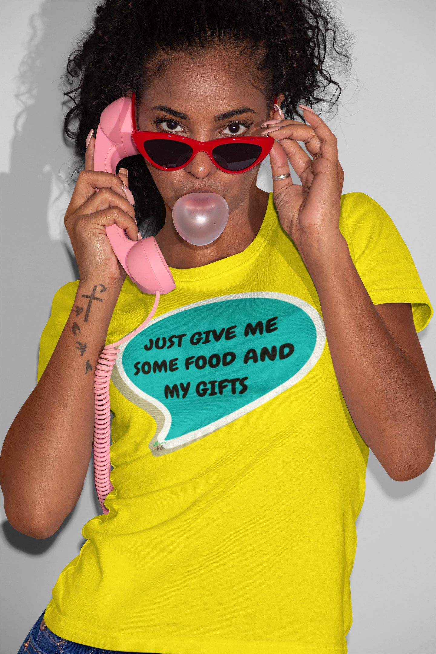 JUST GIVE ME SOME FOOD AND MY GIFTS T-SHIRT IN SPEECH BUBBLE UNISEX TSHIRT FUNNY SAYINGS T SHIRT SARCASTIC SAYINGS T-SHIRT SARCASM TEES