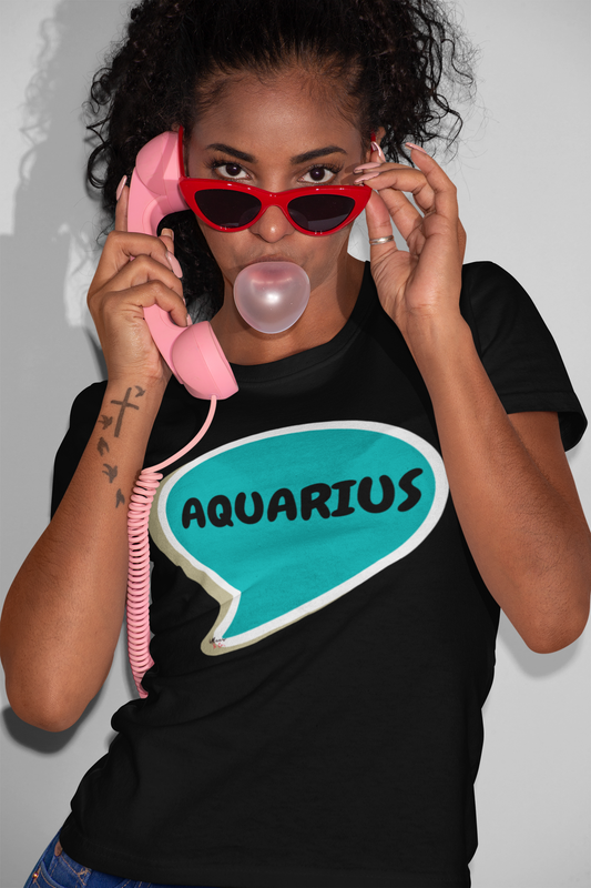 AQUARIUS ZODIAC SIGN T-SHIRT IN SPEECH BUBBLE AQUARIUS SIGN HOROSCOPE T SHIRT AQUARIUS BIRTHDAY SIGN BIRTHDAY GIFT TSHIRT