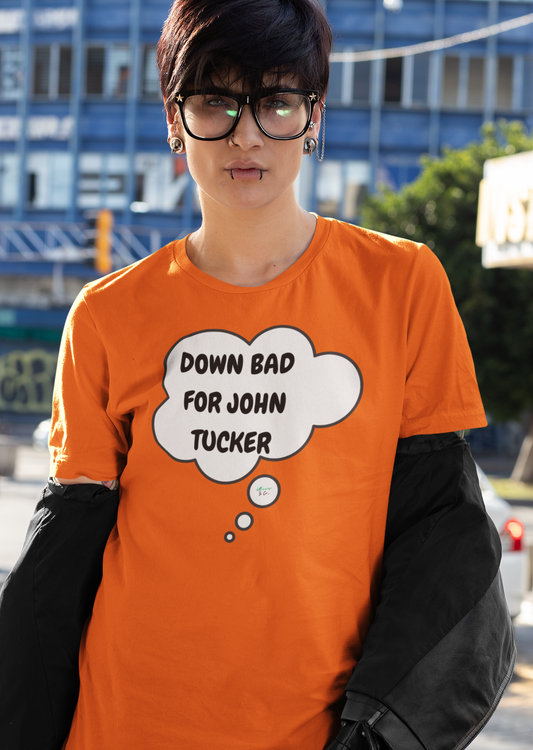 DOWN BAD FOR JOHN TUCKER T-SHIRT HOCKEY PLAYER UNIQUE GRAPHIC UNISEX THOUGHT BUBBLE SHIRT STREETWEAR FASHION OFF CAMPUS TEES OFF CAMPUS SERIES HOCKEY TEAM TEES BIRTHDAY GIFTS FOR WOMEN GIFT FOR MEN