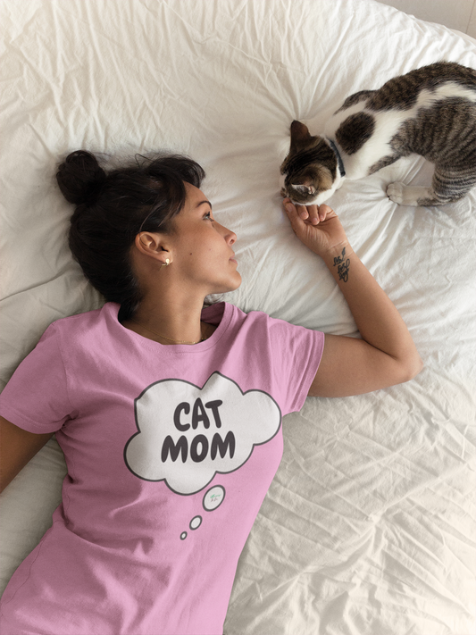 CAT MOM T-SHIRT CAT SHIRTS GRAPHIC UNISEX SHIRTS IN THOUGHT BUBBLE CAT PARENTS TEES BIRTHDAY GIFT FOR MOM WIFE GIFT CUSTOM MOM GIFT FOR HER CAT SHIRTS FOR MOM'S