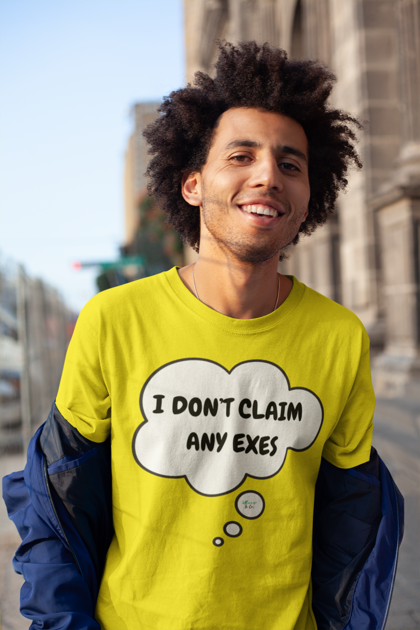 I DON'T CLAIM ANY EXES T-SHIRT IN THOUGHT BUBBLE UNISEX TSHIRT FUNNY SAYINGS T SHIRT SARCASTIC SAYINGS T-SHIRT SARCASM TEES GIFTS FOR WOMEN GIFT FOR MEN