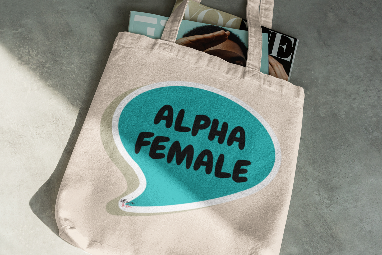 ALPHA FEMALE TOTE BAG MENTAL AWARENESS GIFT TOTE BAG COTTON CANVAS MOTIVATIONAL SAYING TOTE BAG ALPHA FEMALE IN SPEECH BUBBLE GIFT BAG INSPIRATIONAL