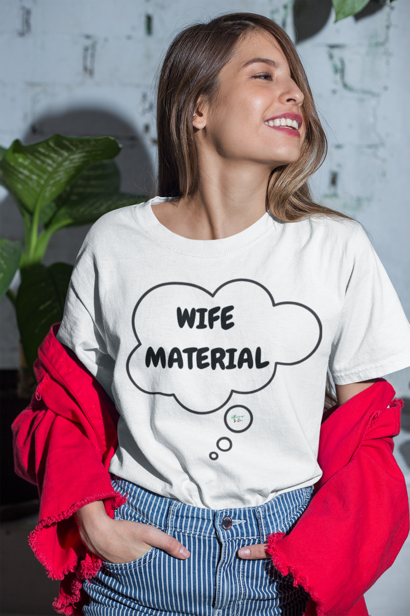 WIFE MATERIAL T-SHIRT IN THOUGHT BUBBLE UNISEX TSHIRT GIFT FOR BRIDE GIFT FOR BACHLORETTE PARTY GIFT FOR A GIRLFRIEND  OR FIANCÉE GIFT FOR BRIDAL PARTY FUTURE BRIDE T SHIRT