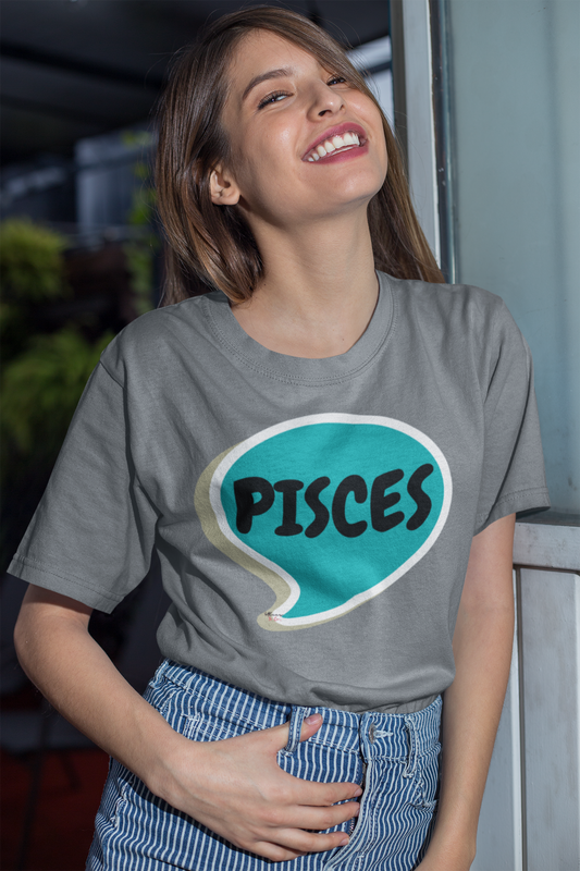 PISCES ZODIAC SIGN T-SHIRT IN SPEECH BUBBLE UNISEX TSHIRT PISCES HOROSCOPE SIGN TEE ASTRONOMY PISCES SIGN T SHIRT PISCES SEASON