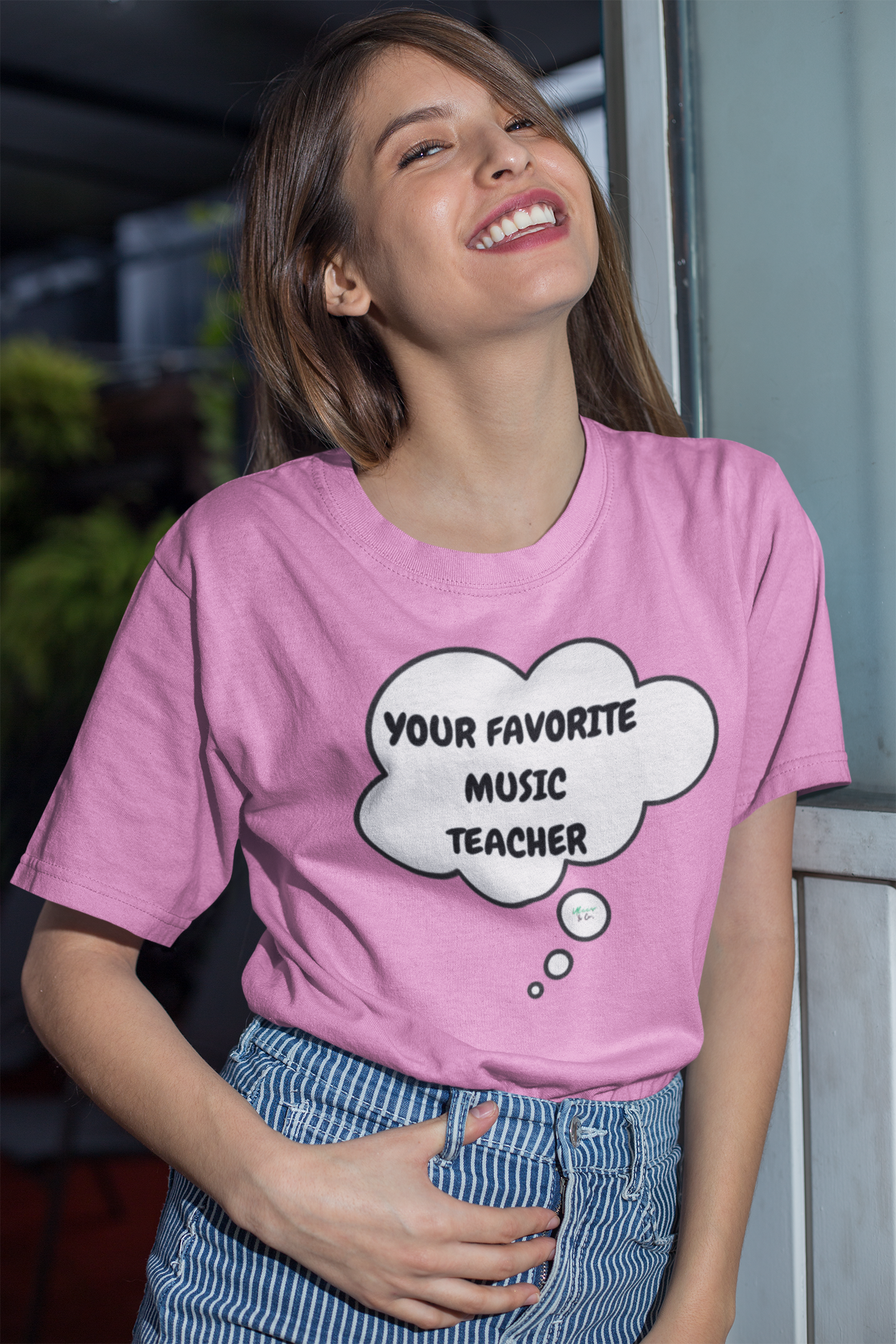 YOUR FAVORITE MUSIC TEACHER T-SHIRT IN THOUGHT BUBBLE GRAPHIC UNISEX TSHIRT FUNNY SAYINGS T SHIRT SARCASTIC SAYINGS T-SHIRT SARCASM TEES GIFTS FOR WOMEN GIFT FOR MEN