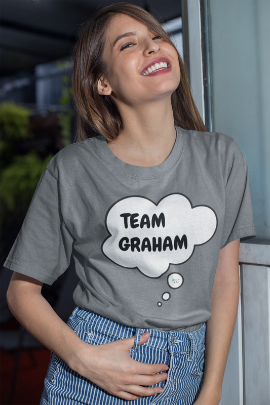 TEAM GRAHAM T-SHIRT HOCKEY PLAYER CASUAL UNIQUE GRAPHIC UNISEX THOUGHT BUBBLE DESIGN SHIRT STREETWEAR FASHION OFF CAMPUS TEES OFF CAMPUS SERIES FOR HOCKEY TEAM FANS T-SHIRT GARRETT GRAHAM CHARACTER TEES GIFTS FOR WOMEN