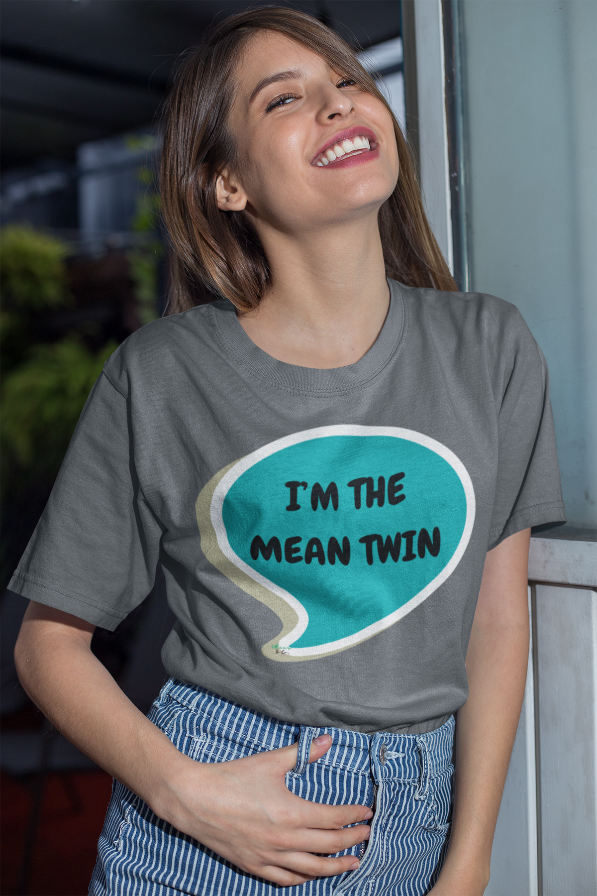 I'M THE MEAN TWIN T-SHIRT UNIQUE GRAPHIC UNISEX SPEECH BUBBLE DESIGN SHIRT STREETWEAR FASHION FUNNY SAYINGS TEES SARCASTIC SAYINGS T-SHIRT HILARIOUS SHIRTS SARCASM TEES BIRTHDAY GIFTS FOR WOMEN GIFT FOR MEN CLOTHING BRAND